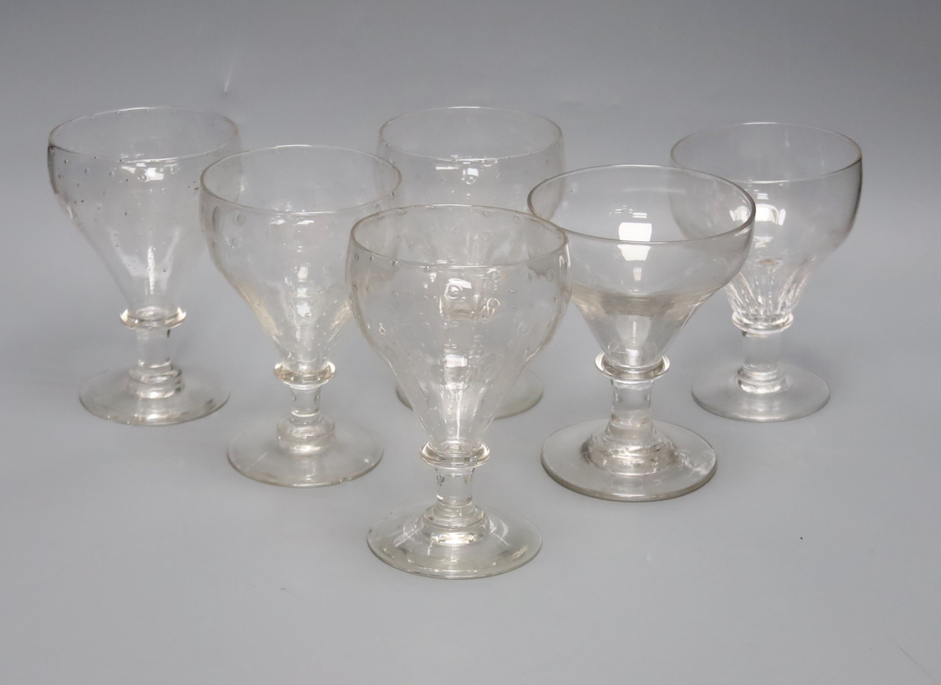 Six various glass rummers, 15.5cm